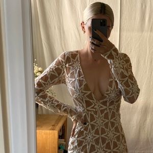 For Love and Lemons Cream Star & Sequin Dress SM